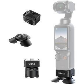 Ulanzi Quick Release Mini Tripod Kit for DJI Osmo Pocket 3 ، Type-C Plant-Fult Port Port Base لإكسسوارات الجيب 3 مع ثقب المسمار 1/4 للأرواح الثلاثية (PK-08 & PK-11)