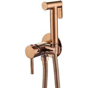 Handheld Bidet Sprayer for Toilet Rose Gold, Brass Cloth Diaper Sprayer Kit with 1.5m Stainless Steel Hose, Wall Mounted