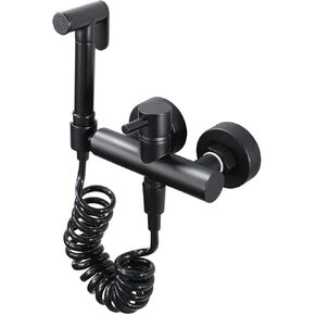 Handheld Bidet Sprayer for Toilet, Black Brass Bathroom Cloth Diaper Sprayer Kit with Hot and Cold Water, 1.5m Shower Hose(85 mm)