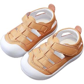 Baby Boys Girls Closed Toe Sandals Lightweight Non-Slip Soft Sole Leather Athletic Pool Shoes for Toddlers Kids