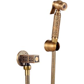 Handheld Bidet Sprayer for Toilet, Antique Brass Cloth Diaper Sprayer Kit, Wall Mounted Single Handle with 1.5m Hose