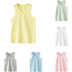 Unisex Toddler Baby Boys Girls Solid Color Crop Tank Tops T-Shirts Undershirts Cotton Summer Sleeveless Sports Vest