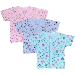 Baby Regular Fit Vest, Half Sleeves, Printed Design, Pack of 3