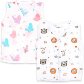 Kidbea® Baby Cotton Sleeveless Vests | Soft & Breathable Printed Undershirts for Newborn & Infants