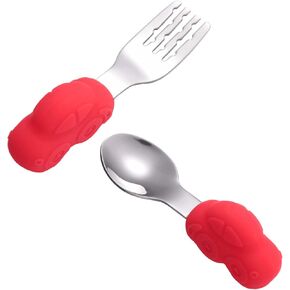 1Pair Training Short Handle and Stainless Steel for Dining Utensils for Self Feeding Adorable and Durable Tableware Watermelon