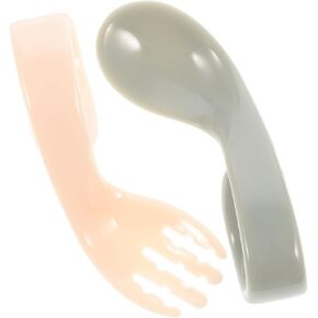 Kisangel 1Set Learning Tableware Curved Utensil for Boy Girl Material and for Dining and Transitioning to Solid