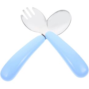 Zerodeko 1 Set Fork and Spoon Safe Utensils for Lightweight Easy to Clean Dining Tableware for Home and School Encourages Self Eating Skills