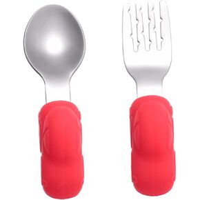UPKOCH 1Pair Training Cutlery Short Handle Stainless Steel Fork and Spoon Self Feeding Tableware Watermelon for Home Dining