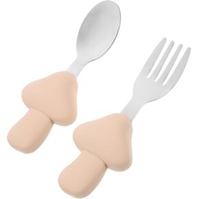 1Set with Silicone Handle Comfortable Grip Cutlery for Durable Feeding Utensils for Training and Development