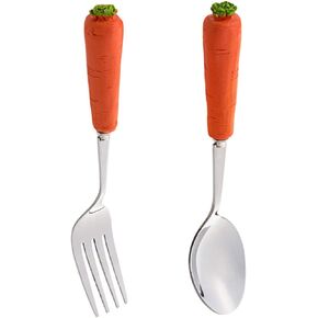 UPKOCH Stainless Steel Cute Carrot Fork and Spoon Tableware for Daily Use for Picnics Kindergartens and Home Dining