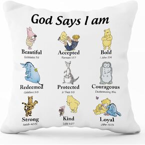 Winnie Baby Nersery Stuff-The Pooh Nursery Decor-Winnie Pillow Case- 18x18 Inch Throw Pillow Cover Case quare Couch Pillow Cover-Gift for Daughter Son Kids Christmas