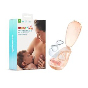 Munchkin® Flow Nipple Shield + with See-Thru Channel to Watch Milk Flow - Nurse Confidently and Meet Your Breastfeeding Goals - 20mm