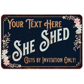Personalized She Shed Sign Your Name Diva Den Shack Signs Victorian Tin Wall Décor Art Decorations Plaque Her Vintage Blue Babe Cave Gift 16x24 Metal 116240110001