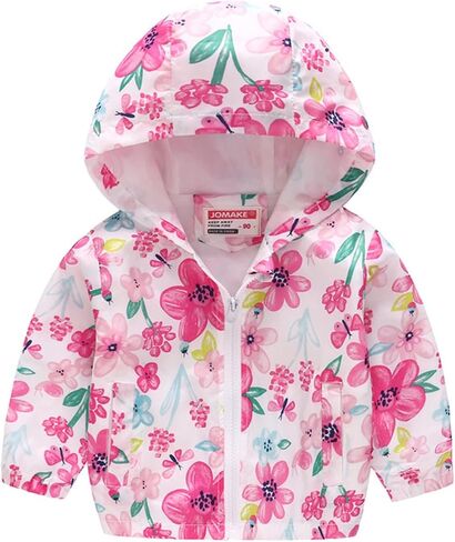 Little Girls Boys Rain Jacket Lightweight 𝐖aterproof Solid Fall Raincoat Zipper Hooded Lined Windbreaker in Kuwait