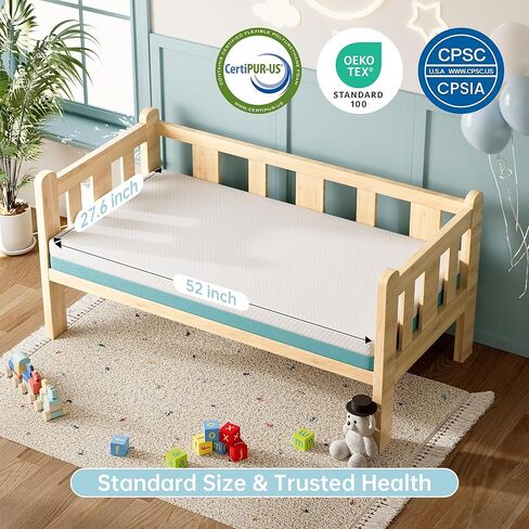 Teqsli Crib Crib ، مرتبة صغيرة من رغوة الذاكرة مع غطاء قابل للتنفس قابلة للتنفس ، مراتب أطفال قياسية لـ Crib: 52 × 27.6 × 4.5 بوصة in Kuwait