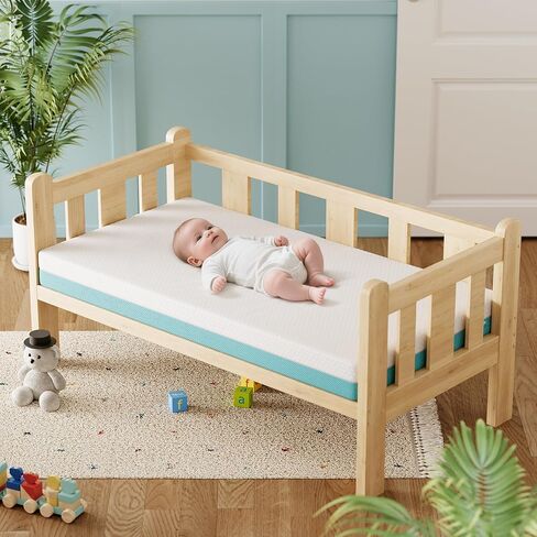 Teqsli Crib Crib ، مرتبة صغيرة من رغوة الذاكرة مع غطاء قابل للتنفس قابلة للتنفس ، مراتب أطفال قياسية لـ Crib: 52 × 27.6 × 4.5 بوصة in Kuwait