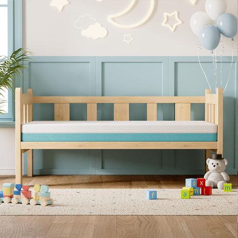 Teqsli Crib Crib ، مرتبة صغيرة من رغوة الذاكرة مع غطاء قابل للتنفس قابلة للتنفس ، مراتب أطفال قياسية لـ Crib: 52 × 27.6 × 4.5 بوصة in Kuwait