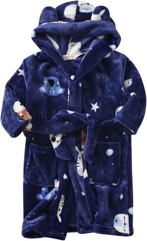 Toddler Kids Baby Boys Girls Robe Suit Cartoon Bathrobes Hooded Warm Flannel 𝐍ight-Robe Clothes Toddler in Saudi Arabia