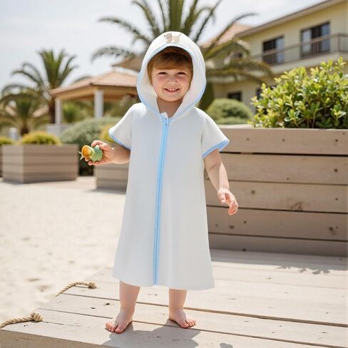Baby Girls Boys Terry Cloth Swim Cover Up Zip Up Hooded Bathing Suit Coverup Wraps Kid Summer Pool Beach Swimsuit in Kuwait