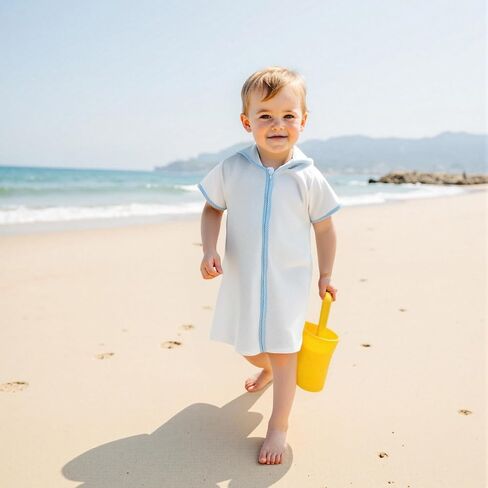 Baby Girls Boys Terry Cloth Swim Cover Up Zip Up Hooded Bathing Suit Coverup Wraps Kid Summer Pool Beach Swimsuit in Kuwait