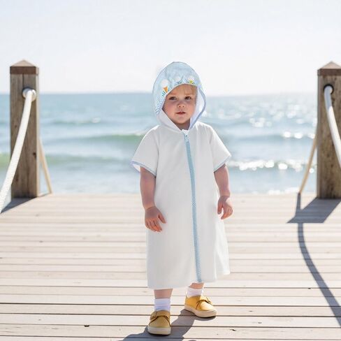 Baby Girls Boys Terry Cloth Swim Cover Up Zip Up Hooded Bathing Suit Coverup Wraps Kid Summer Pool Beach Swimsuit in Kuwait