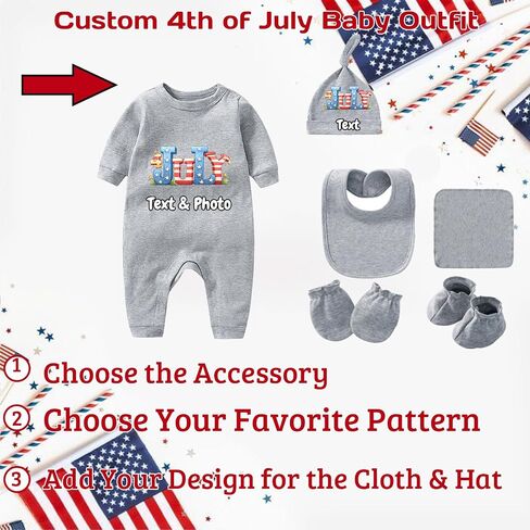 Personalized 4th of July Baby Boy Outfit, 4th of July Outfits for Girls, Custom Newborn Coming Home from Hospital Outfit in Saudi Arabia