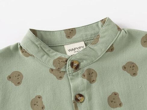 Little Baby Boys Short Sleeve Polo Shirt Open Front Button Down Cartoon Print Lapel Uniform Tops with Chest Pocket in Saudi Arabia