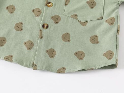 Little Baby Boys Short Sleeve Polo Shirt Open Front Button Down Cartoon Print Lapel Uniform Tops with Chest Pocket in Saudi Arabia