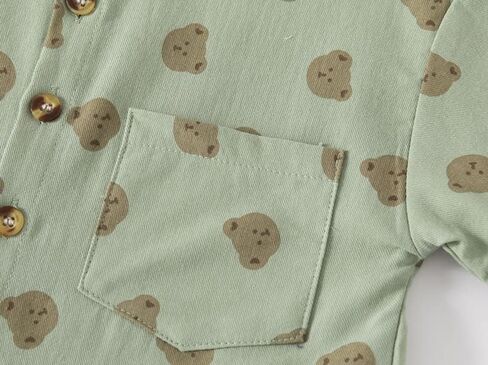 Little Baby Boys Short Sleeve Polo Shirt Open Front Button Down Cartoon Print Lapel Uniform Tops with Chest Pocket in Saudi Arabia