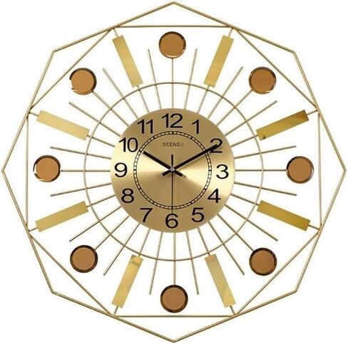 Wall Clocks Creative Strip Round Geometry Design Home Decoration Wall Watches Modern Large Silent Metal Quartz Wall Clock Golden 60Cm Office Decor (Color : Tw) in Saudi Arabia