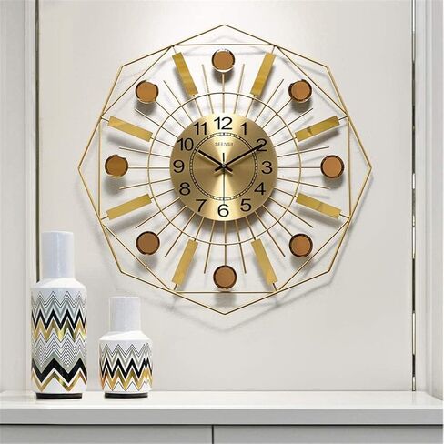 Wall Clocks Creative Strip Round Geometry Design Home Decoration Wall Watches Modern Large Silent Metal Quartz Wall Clock Golden 60Cm Office Decor (Color : Tw) in Saudi Arabia