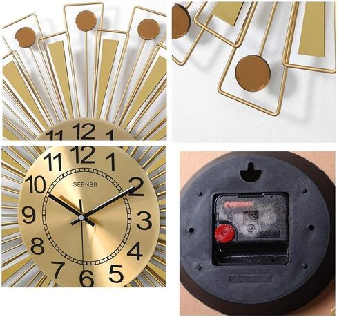 Wall Clocks Creative Strip Round Geometry Design Home Decoration Wall Watches Modern Large Silent Metal Quartz Wall Clock Golden 60Cm Office Decor (Color : Tw) in Saudi Arabia