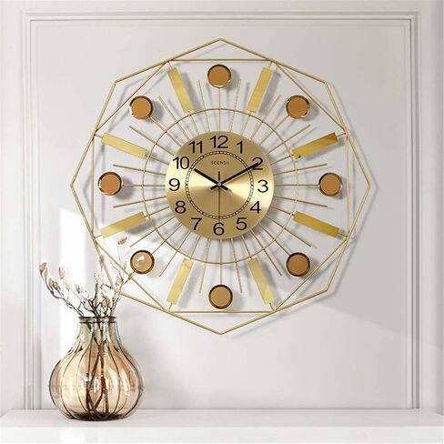 Wall Clocks Creative Strip Round Geometry Design Home Decoration Wall Watches Modern Large Silent Metal Quartz Wall Clock Golden 60Cm Office Decor (Color : Tw) in Saudi Arabia