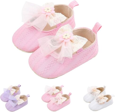Baby Infant Canvas Sandals Bow Lace Strap Closed Toe Ankle Shoes Wedding Formal Newborn Princess Shoes Flat Non Slip in Saudi Arabia