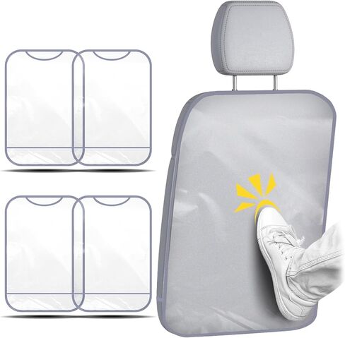 4 حزمة حصيرة كبيرة للسيارات حصيرة المقعد الخلفي ، وغطاء المقعد الخلفي المقاوم للماء للأقدام ، وسادة ركلة مقعد المقعد في المقعد لمعظم المركبات من الخدوش الطينية (حافة رمادية) in Kuwait