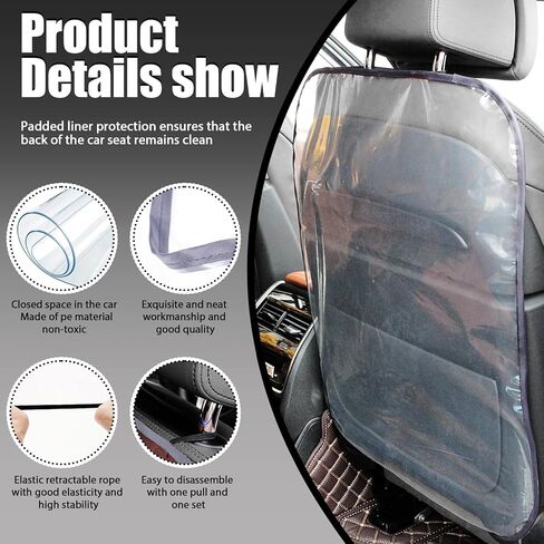 4 حزمة حصيرة كبيرة للسيارات حصيرة المقعد الخلفي ، وغطاء المقعد الخلفي المقاوم للماء للأقدام ، وسادة ركلة مقعد المقعد في المقعد لمعظم المركبات من الخدوش الطينية (حافة رمادية) in Kuwait