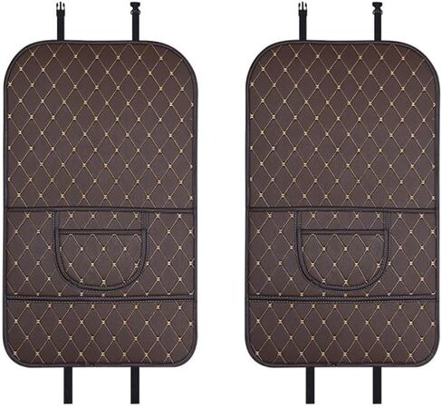 Kick Mats Back Seat Protector 2 Pack Car Back Seat Cover Premium Fabric Odor Free Protect Your Leather Seat with 2 Storage Pocket (Brown) in Saudi Arabia