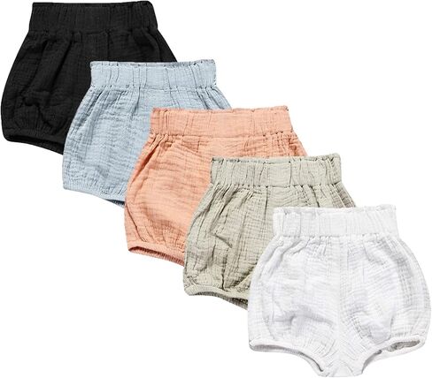 5 حزمة بيضان من الكتان القطن مزيج Blower Shorts لطيف شريط النقطة مثلث شورتات أزهار فضفاضة شورت الحريم لصبي فتاة in Kuwait