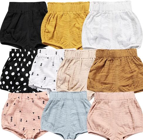 5 حزمة بيضان من الكتان القطن مزيج Blower Shorts لطيف شريط النقطة مثلث شورتات أزهار فضفاضة شورت الحريم لصبي فتاة in Kuwait