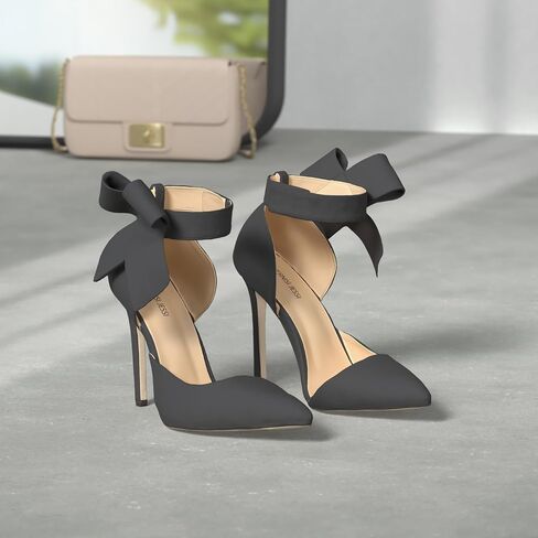 MAIERNISI JESSI Women's Pointy Toe High Heel Stiletto Big Bowknot Pumps in Kuwait