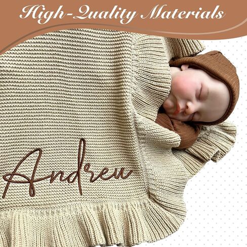 Knit Personalized Baby Blanket Custom Name Embroidery Soft Knitted 30x40in Pink in Saudi Arabia