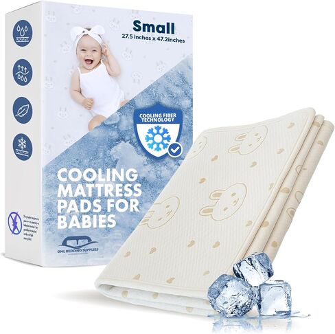 GML Bunny Summer Cooling Crib Mattress Pad – Waterproof Baby Mattress Protector for Toddler Bed – Breathable, Washable, Soft for Delicate Skin, Made in Korea, Q-Max 0.4 Small Size, 27.5x47 in Saudi Arabia