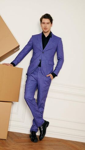 1PA1 بدلة رجالية بقصة ضيقة مكونة من قطعتين مع زرين، مجموعة بناطيل وسترة صلبة، بدلة رسمية لحفلات الزفاف والعمل للرجال... in Kuwait