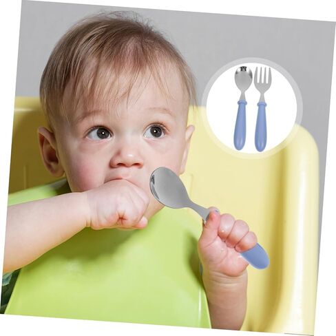 1 Set Durable Stainless Steel Lightweight Utensils for Design for Green Color for Newborns in Saudi Arabia