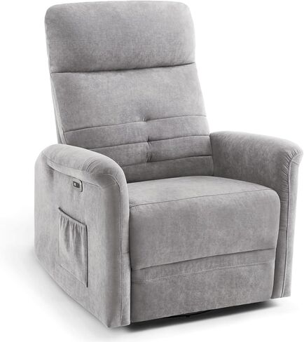MCombo Power Swivel Glider Recliner Chair, Electric Rocker Recliner Chairs with USB Charging Ports for Living Room and Nursery, Fabric 7763 (Light Grey) in Kuwait