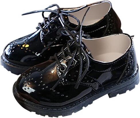 Boys Girls Dress Shoes Toddler Kids School Uniform Formal Casual Oxfords for Little Kid Lace Up Faux Leather Shoes in Saudi Arabia