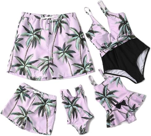 IFFEI Mommy and Me Swimsuit Coconut Tree Printed V Neck One Piece Swimwear Baby Boys: 9-12 Months in Saudi Arabia