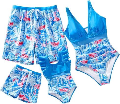 IFFEI Mommy and Me Swimsuit Coconut Tree Printed V Neck One Piece Swimwear Baby Boys: 9-12 Months in Saudi Arabia