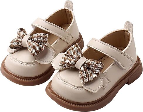 Baby Mary Jane Chunky Flat𝐬 Infant Platform Slip On Heel Leather Flat𝐬 Round Toe School Uniform Dress Shoes with Bow in Saudi Arabia