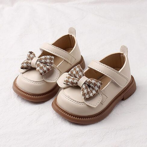 Baby Mary Jane Chunky Flat𝐬 Infant Platform Slip On Heel Leather Flat𝐬 Round Toe School Uniform Dress Shoes with Bow in Saudi Arabia